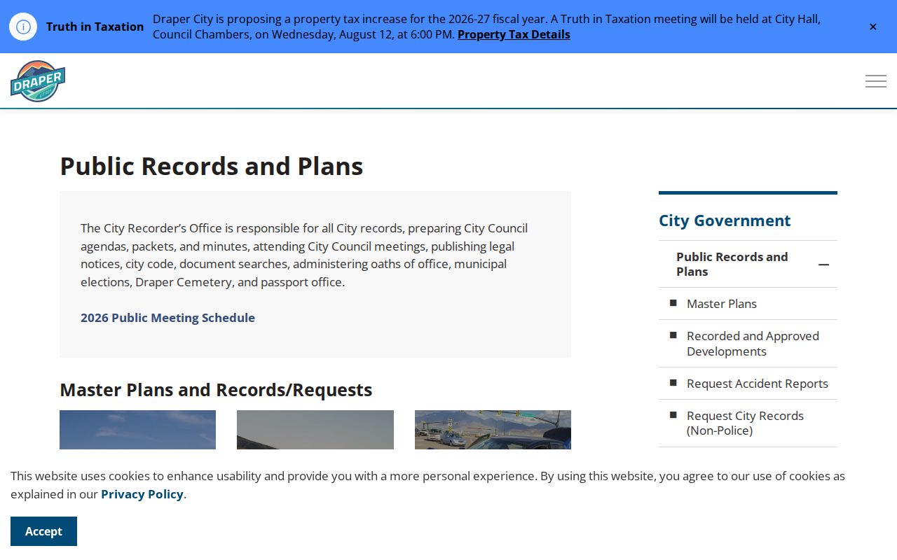 Draper people search city records request hub