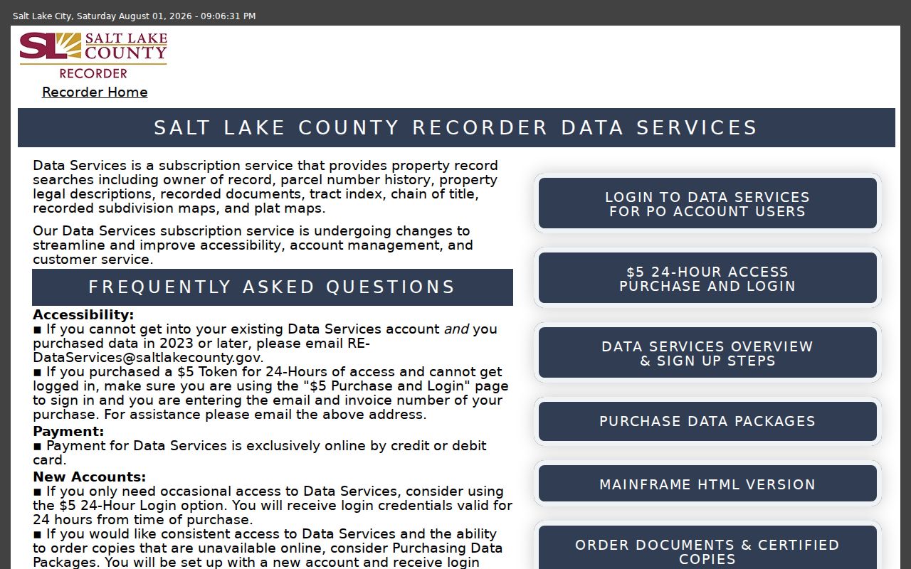 Draper public records portal for Salt Lake County recorded land documents