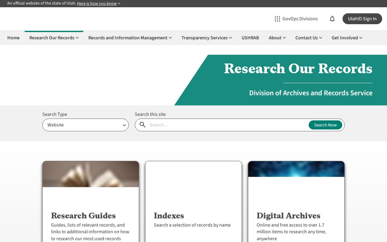 Draper public records research tools at Utah State Archives