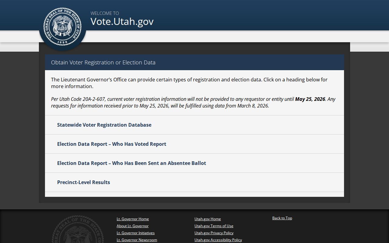 Draper voter registration records through the Utah voter file request